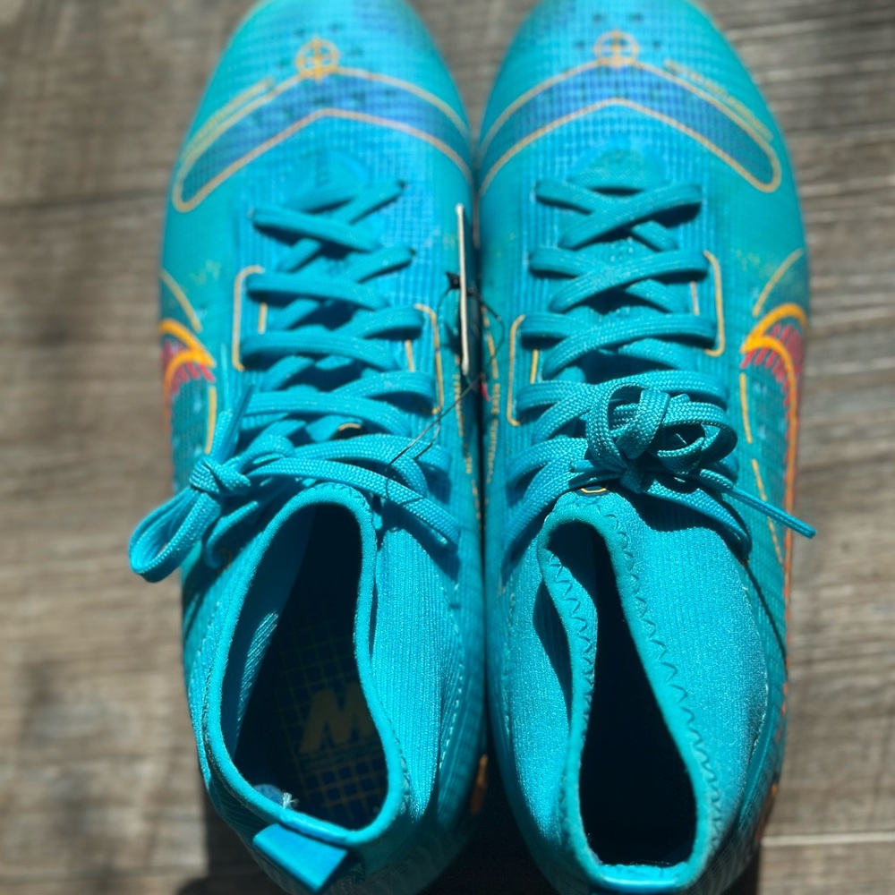 Nike Kids Cleats in Vibrant Teal and Yellow